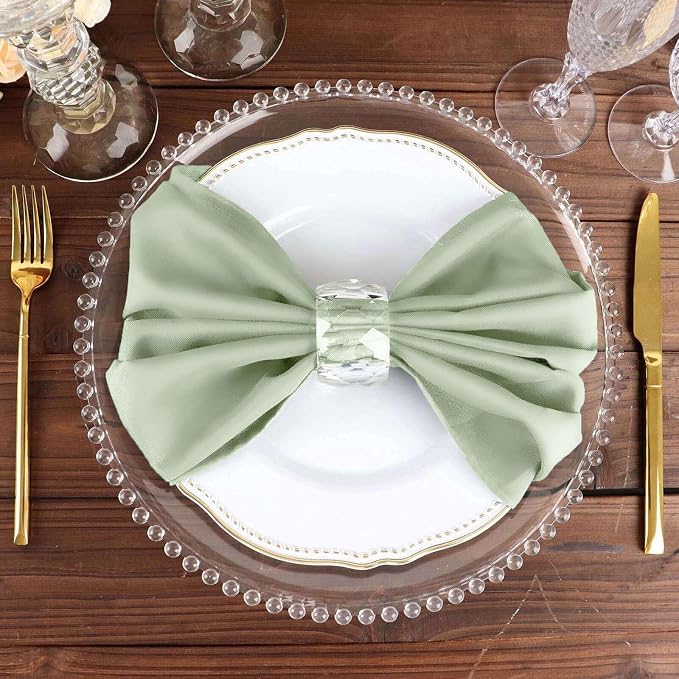 Efavormart Premium Cloth Napkins Set of 50, 20x20 Inch Sage Green Seamless Dinner Napkins, Washable Linen Table Napkin Cloth with Hemmed Edges for Weddings, Party and Banquet - Image 6