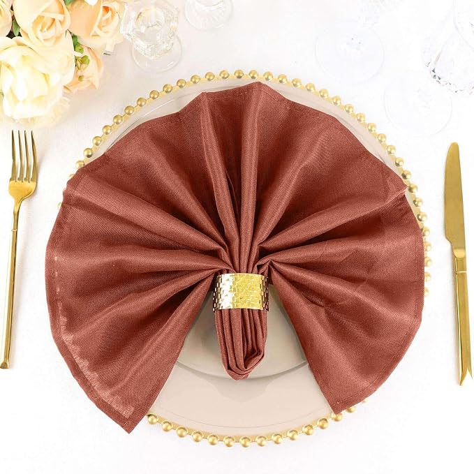 Efavormart Premium Cloth Napkins Set of 5, 20x20 Inch Terracotta Seamless Dinner Napkins, Washable Linen Table Napkin Cloth with Hemmed Edges for Weddings, Party and Banquet - Image 6
