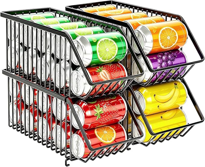 Soda Can Organizer of 4 Pack,Stackable Can Organizer For Pantry, Soda Storage, Soup Soda Can Dispenser, Can Storage Rack for Pet Food Cans by Boeetech