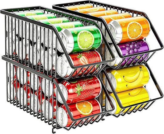 Soda Can Organizer of 4 Pack,Stackable Can Organizer For Pantry, Soda Storage, Soup Soda Can Dispenser, Can Storage Rack for Pet Food Cans by Boeetech