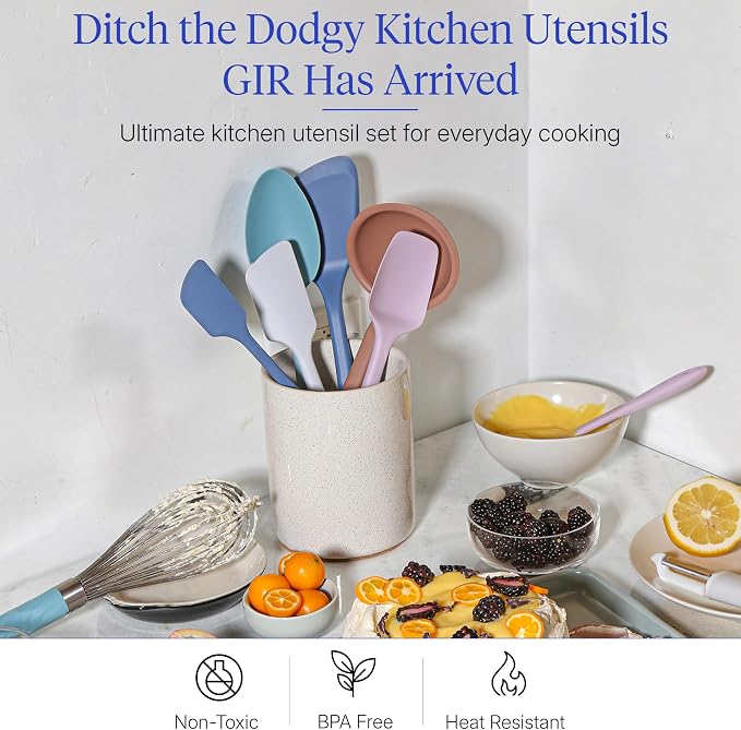 GIR: Get It Right 10-Piece Silicone Ultimate Kitchen Utensil Set – Spatulas, Ladle, Flip, Spoons, Whisk, Peeler & Spoonula – Nonstick, Non-Toxic, Heat-Resistant – Danish - Image 2