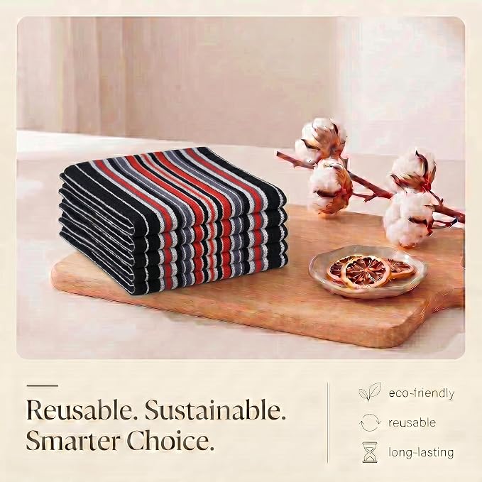 Urban Villa Kitchen Towels Cotton Dish Towels 20”x30” (Set of 6) Black - Image 7