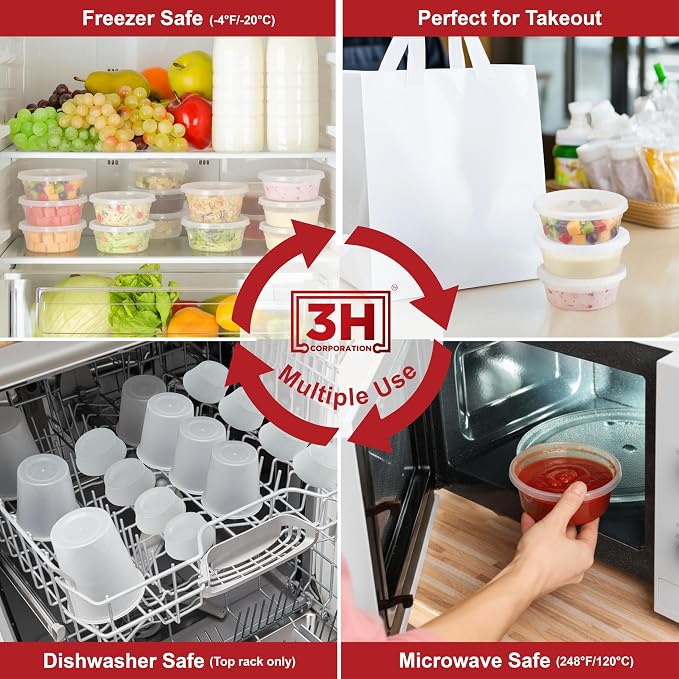 8 oz Food Storage Containers with Lids (240 Set/480 Piece) Small Deli Containers for soup, Freezer Microwave Safe, BPA-Free Plastic, Stackable Snack Leakproof Leftover Organizers - Image 4