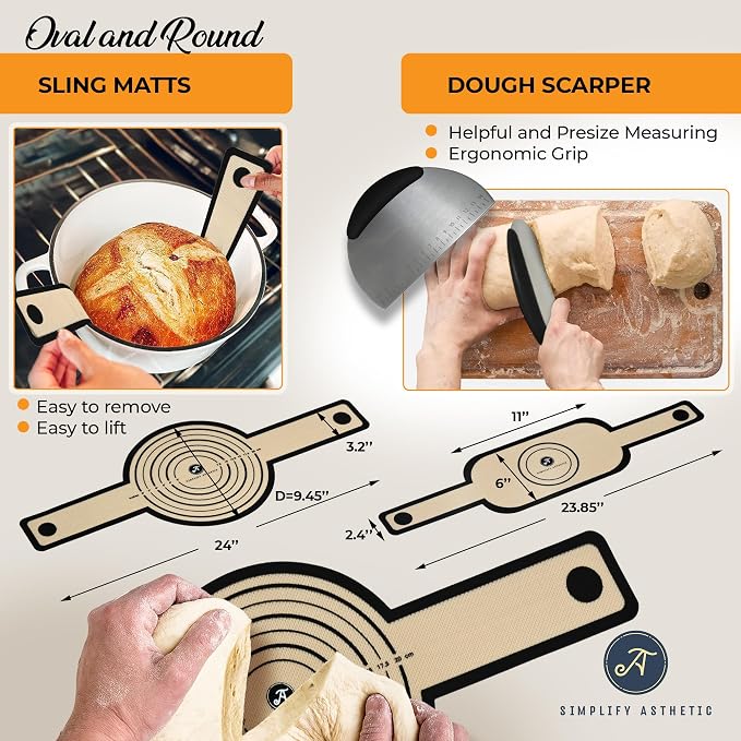 Premium Banneton Bread Proofing Baskets - A Complete Sourdogh Bread Baking Kit - Sourdough Starter Jar Kit 1000ml, Round and Oval Slings - Image 5