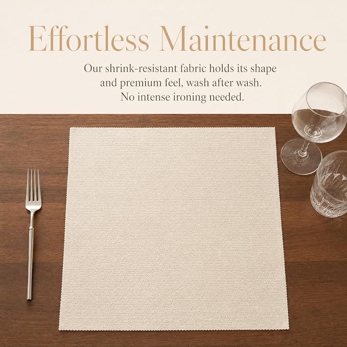 17x17 Beige Linen Cloth Napkins Set of 12 Reusable Holiday Dining | Perfect for Thanksgiving dinner. This 12-pack of reusable beige cloth napkins adds a warm, rustic vibe to your table. - Image 4