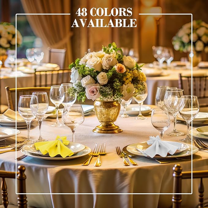 17 x 17-Inch Shantung Satin Cloth Napkins, Lemon Set of 12 - Image 5