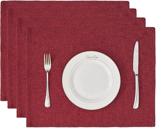 BALCONY & FALCON Rectangle Table Cloth Waterproof Ruby Red 13.8"x 17.7" 4pcs by BALCONYFALCON