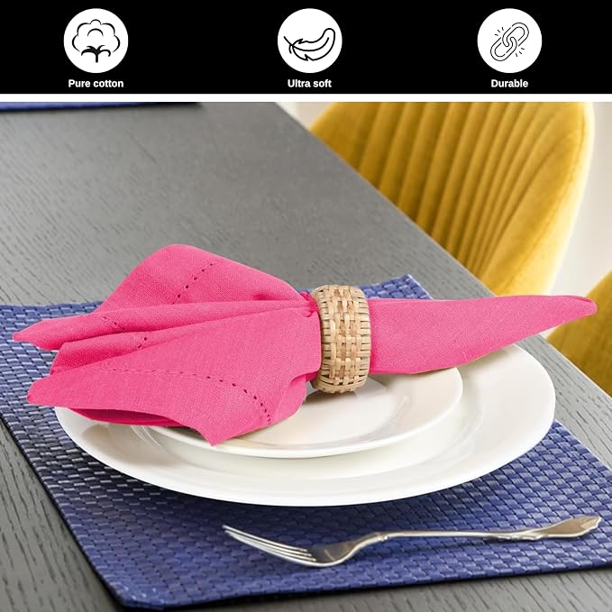 Bedding Craft Set of 12 Hemstitch Baby Pink Cloth Dinner Napkins 100% Cotton - Soft Durable Washable -Ideal for Events Wedding Christmas Thanksgiving Newyear-Perfect Everyday Use Table Linen. - Image 6