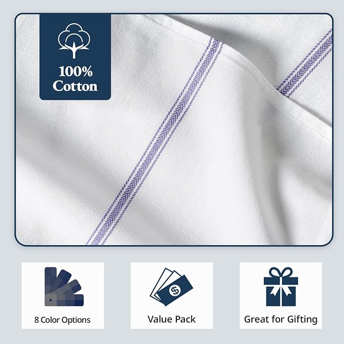 LANE LINEN Kitchen Towels Bulk Set - 100% Pure Cotton Dish Towels for Kitchen, Super Absorbent Kitchen Hand Towel, Blue Tea Towels, Soft & Durable Dish Cloths, Pack of 48 – 15”x25”, Blue Stripe - Image 6