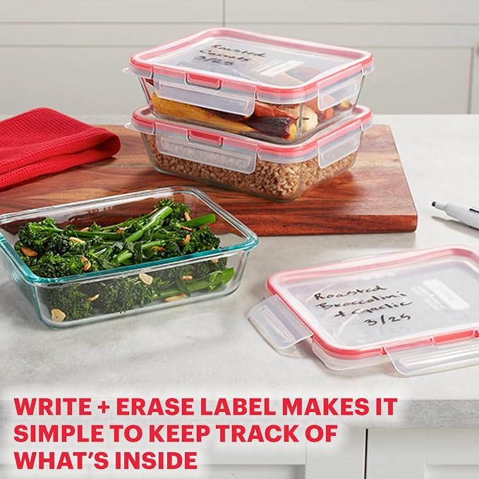 Pyrex Freshlock (10-Pack) Mixed Sizes Airtight Glass Food Storage Set | Plastic BPA-free leakproof locking lids - Image 5
