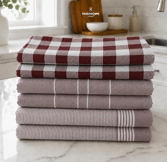 CSL Premium Kitchen Towels Set of 6,Highly Absorbent,Quick Dry,18x28, Rust by CloudScapeLinen