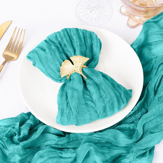 DeZerlor Teal Green Washable Cheesecloth Napkins Set of 20 for Party | Reusable Summer Cloth Napkins Bulk, for Wedding Bridal Baby Shower Dinner Cocktail Birthday Home, 21x21 Inches by DeZerlor