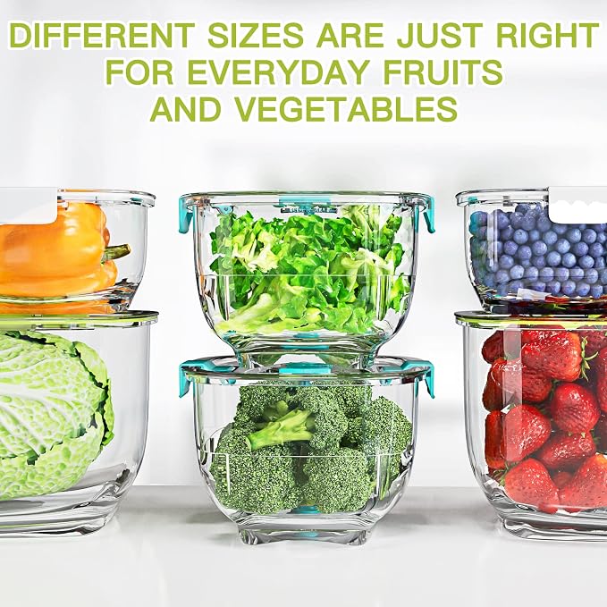 LUXEAR Fresh Produce Vegetable Fruit Storage Containers 3Piece Set, BPA-free Fridge Storage Container, Partitioned Salad Container, Fridge Organizers, Used in Storing Fruits Vegetables, Green - Image 7