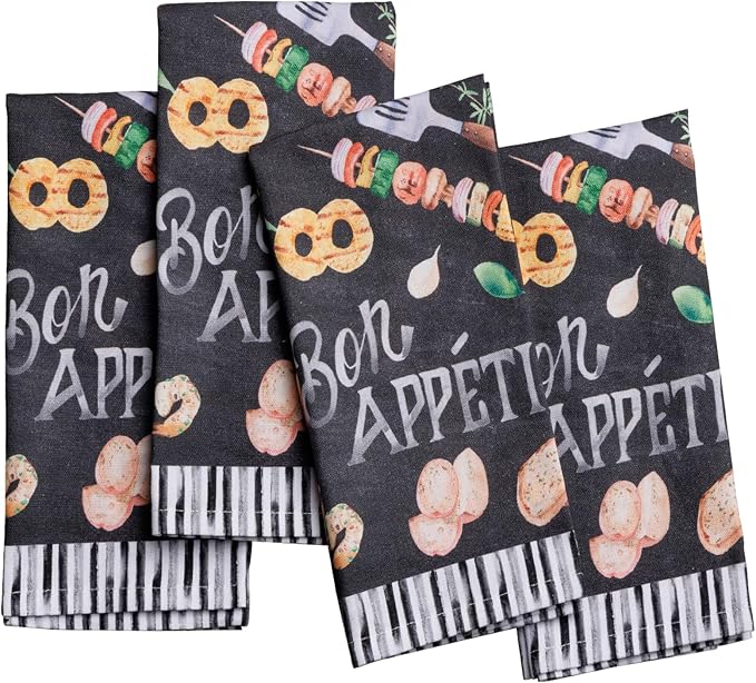 Maison d' Hermine Cloth Napkins Set of 4 Reusable 100% Cotton (18" x 18") | Everyday Square Napkins Cloth Washable Dinner Party Wedding Restaurant Hotel Kitchen Spring Summer - Just Bbq by MaisondHermine