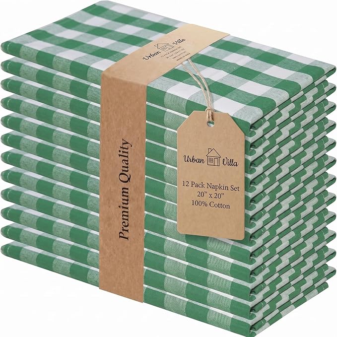 Urban Villa Cloth Napkins Cotton 20x20 (Set of 12) Hunter White by CottonTrends