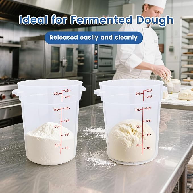 4 Pack 18QT Round Food Storage Containers with Lids | NSF, BPA-free PP containers with scale, label and measuring cup, stackable for prep, storage, freezer. Dishwasher safe - Image 7