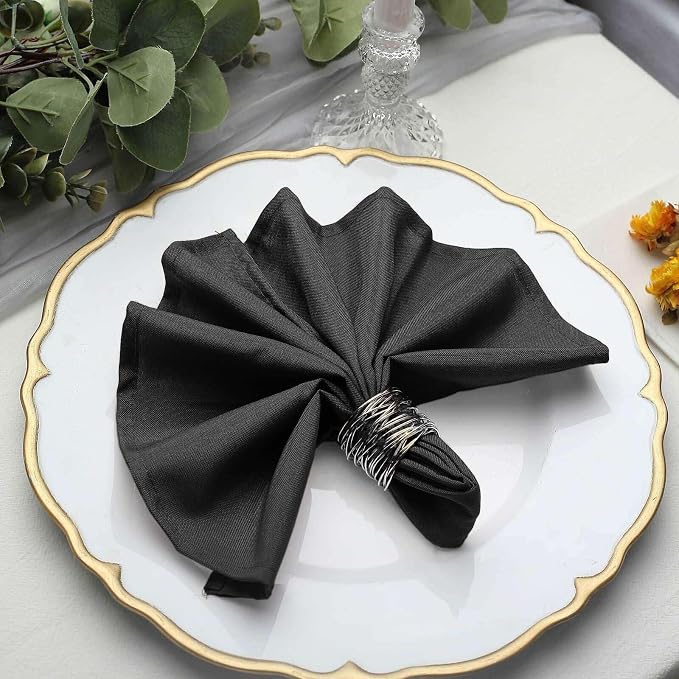 Efavormart Premium Cloth Napkins Set of 5, 17x17 Inch Black Seamless Dinner Napkins, Washable Linen Table Napkin Cloth with Hemmed Edges for Weddings, Party and Banquet - Image 6