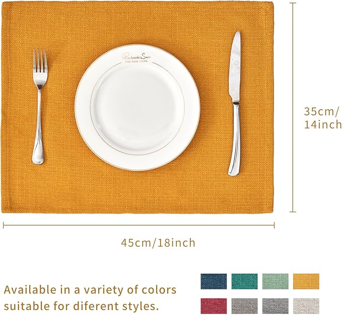 BALCONY & FALCON Rectangle Table Cloth Waterproof Golden 13.8"x 17.7" 4pcs | Placemats Set of 4 Faux Linen Cloth Place Mats Washable Wrinkle Resistant Table Placemats for Dining Kitchen Indoor & Outdoor - Image 5