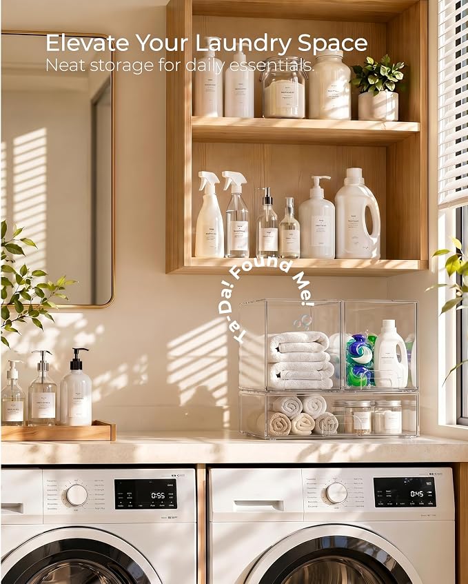 Stackable Storage Drawers Organizer Set of 3 for Bathroom Organizer Storage | Clear Plastic Organizer Bins for Baby Bottle, Kitchen Under Sink, Laundry, Pantry, Beauty, Cabinet, Medicine, Office Supplies - Image 3