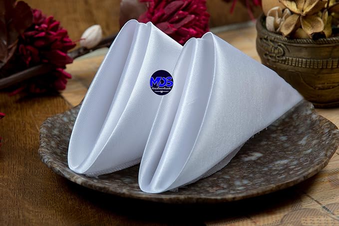 Set of 100 PCS Satin Napkin 12x12 Inch Square, Dinner Table Napkins for Wedding, Bulk Silky Sateen Cloth Napkins for Restaurant Banquet Graduation Birthday Party Decoration - White - Image 6