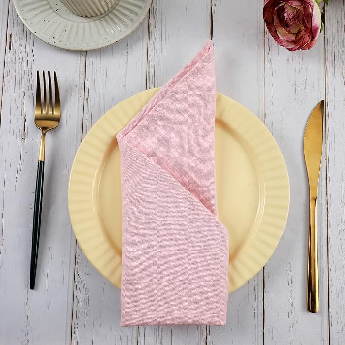 Mixweer Set of 40 Pink Cloth Linen Napkins Bulk Reusable Cotton Dinner Napkin 16 x 16 Inch Washable Pastel Soft Table Napkins for Wedding Dinner Hotel Restaurant Event Party - Image 6