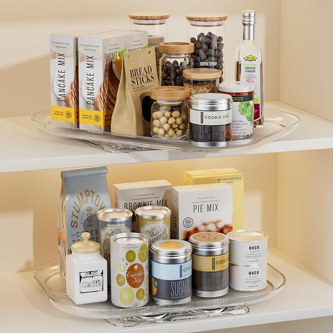 LAMU Lazy Susan Organizer Turntable 15.67''x11.7'' for Refrigerator Organizers and Storage, Fridge Organizer, Condiment Organizer for Kitchen, Table Top, Cabinet, Pantry, Countertop, 2 Pack - Image 6
