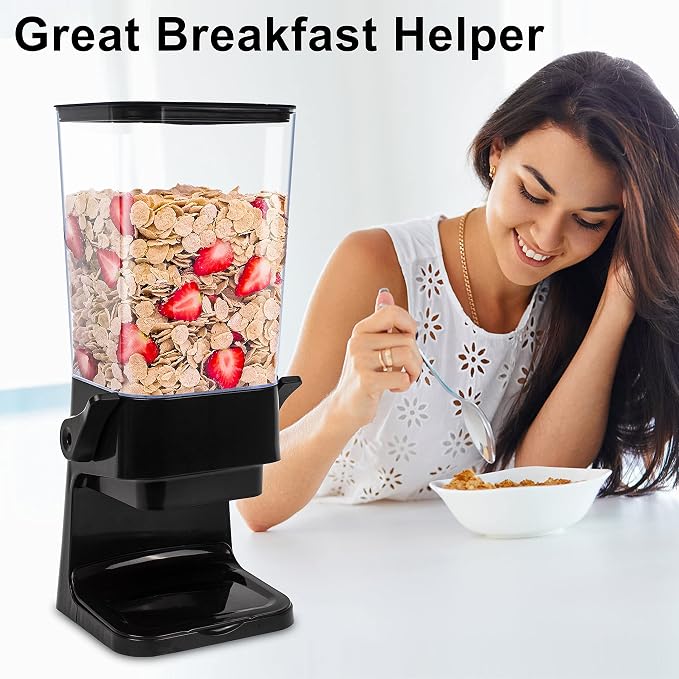 Cereal Dispenser Countertop with Lids, 5L Organization and Storage Containers for Kitchen and pantry, Rice Dispenser for food, Cereal, Beans, Nuts, Snack,Oatmeal, Dog Food, Bird Seed, Black, 3Pc - Image 2