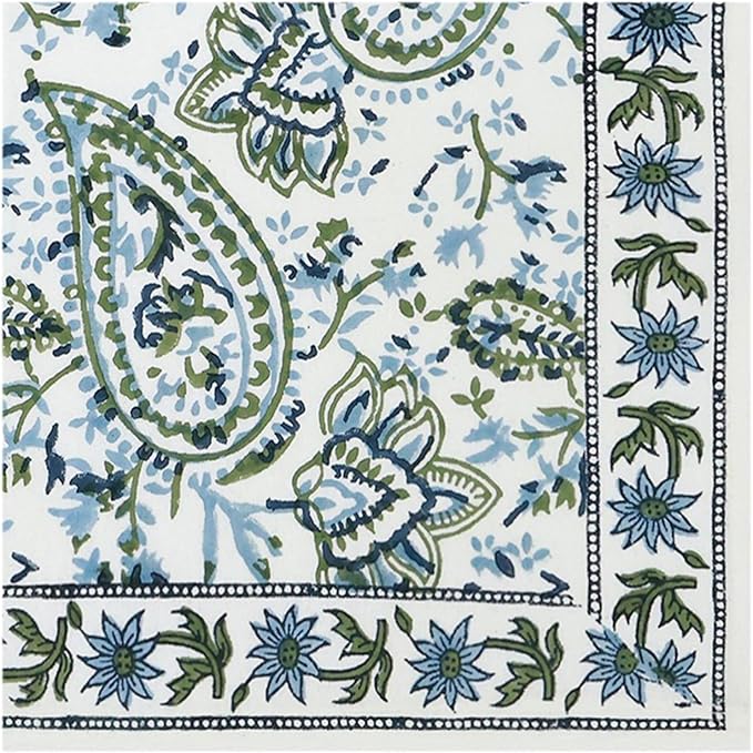 20x20 Inches Cotton Napkins Set of 4, White Green, Washable Hand Block Printed Reusable Cloth Napkins for Dinning, Party, Wedding, Home Decor Fall - Image 3
