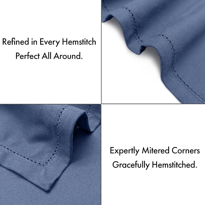 Ruvanti Cloth Napkins Set of 12, 100% Cotton High GSM 18x18 Inches, Hem Stitched Corners, Soft, Washable, Highly Durable & Absorbent, Perfect for Parties, Christmas, Thanksgiving Dinners – Bijou Blue - Image 5