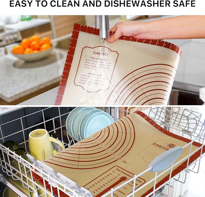 DANIA & DEAN 36"x24" Extra Thick Silicone Baking Mat for Pastry and Bread | Non-Slip & Non-Stick Mat with Measurements, for Pizza, Pie Crust, Dough Rolling, Pasta & Sourdough, Reusable Counter Sheet - Image 5