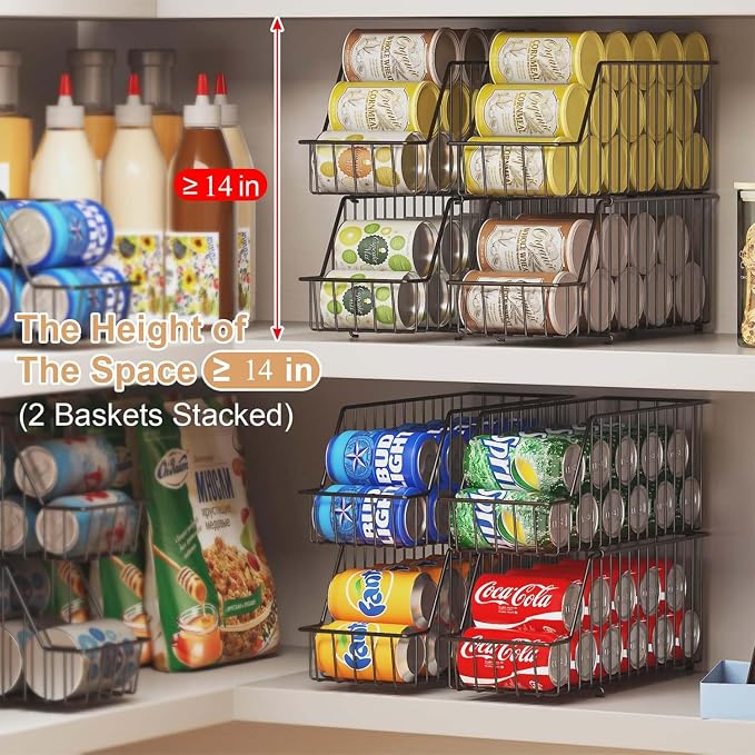 4-Tier Stackable Can Rack Organizer for Kitchen Pantry,Max Can Storage Holder,Durable Can Dispenser & Canned Goods Organizer for Fridge,Hold More 44 Cans, for Various Ounces of Canned Food Soda Drinks - Image 4