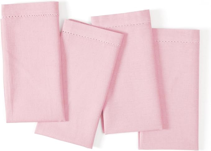 Ramanta Home Pink Cloth Napkins Set of 12-18x18 Inches | Washable Cotton Linen Flax Hemstitched Napkins for Everyday Use - Image 5
