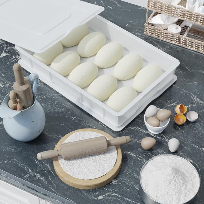 Ramddy 4PCS Commercial Stackable Pizza Dough Proofing Box with Lid | BPA-free, Pizza Proofing Dough Pan, Plastic - Image 4