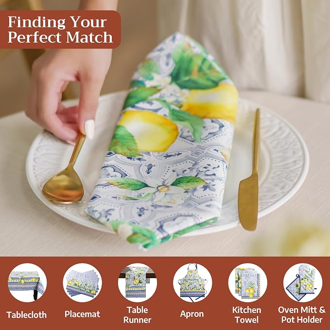 Maison d' Hermine Cloth Napkins Set of 4 Reusable 100% Cotton (20" x 20") | Everyday Square Napkins Cloth Washable Dinner Party Wedding Restaurant Hotel Kitchen Spring Summer - Citrus - Image 4