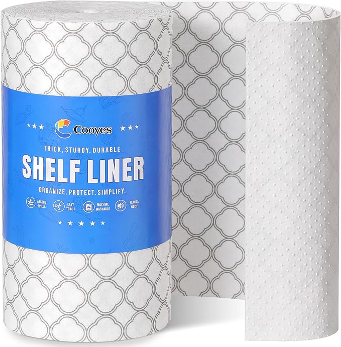Cooyes Non Slip Refrigerator Liners, 2-in-1 Fridge Mats and Fresh-Keeping Shelf Liners, Absorbs Excess Moisture, BPA-Free, Multiple Sizes for Glass Shelves Kitchen Cabinets Drawers, 12" x 360" by Cooyes