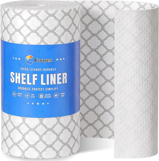 Cooyes Non Slip Refrigerator Liners, 2-in-1 Fridge Mats and Fresh-Keeping Shelf Liners, Absorbs Excess Moisture, BPA-Free, Multiple Sizes for Glass Shelves Kitchen Cabinets Drawers, 12" x 360" by Cooyes