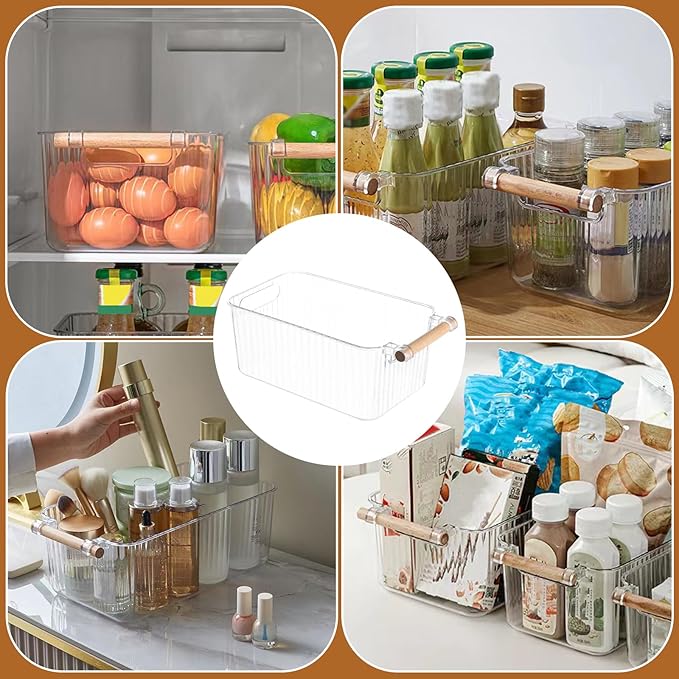 CIEOVO 4 Piece Ice Bin and 2 Flexible Scoop Set Plastic Freezer Ice Bin with Handle Clear Storage Bucket for Container with Bucket Scoop Kitchen Fridge - Image 6