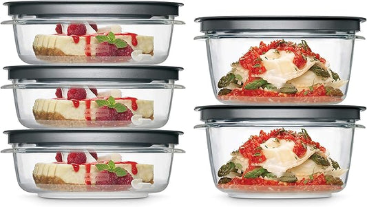 Rubbermaid Premier Food Storage Container, 10 Piece Set, Grey, BPA-Free, Microwave & Dishwasher Safe by Unknown