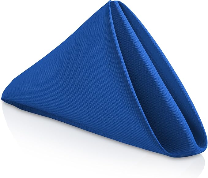 Lann's Linens Set of 12 Cloth Dinner Napkins, 17-inch Polyester Napkins, Washable and Reusable Fabric for Weddings, Hotels, Restaurants - Royal Blue by LannsLinens