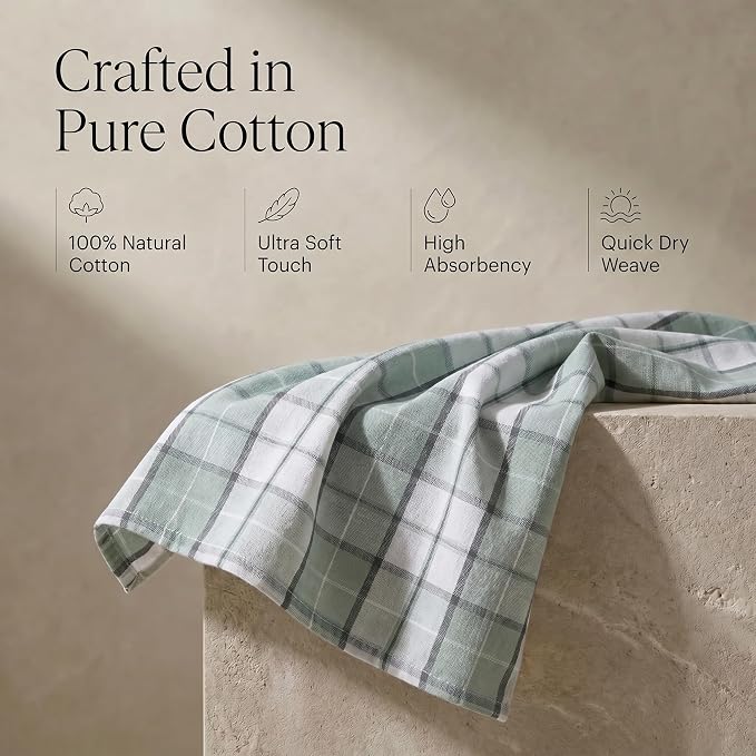 Urban Villa Kitchen Towels Cotton Dish Towels 20”x30” (Set of 6) Majestic Checks - Image 4
