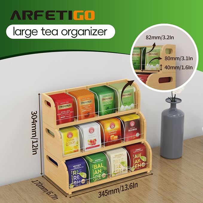 Bamboo Tea Organizer – Stackable Collection (3Tier) - Image 2