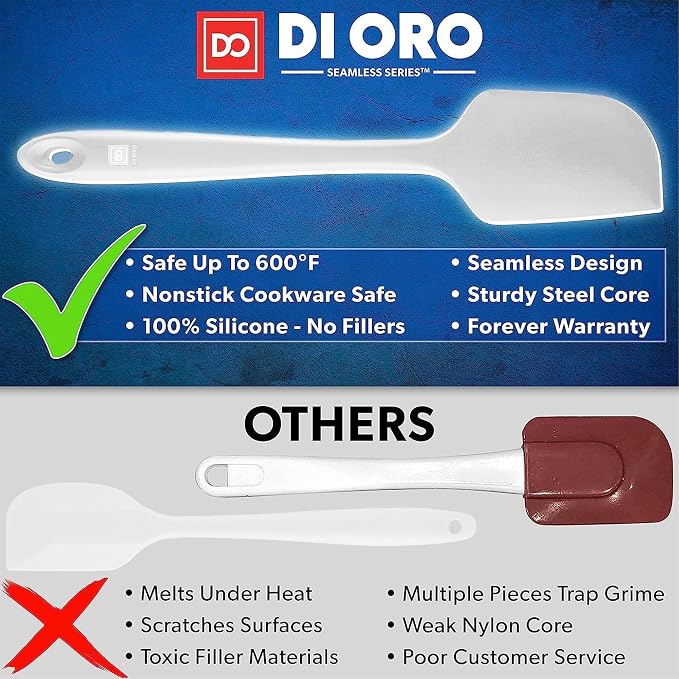 DI ORO Silicone Spatula Set - Rubber Kitchen Spatulas for Baking, Cooking, & Mixing - 600°F Heat-Resistant & BPA Free Silicone Scraper Spatulas for Nonstick Cookware - Dishwasher Safe (5pc, Stone) - Image 2