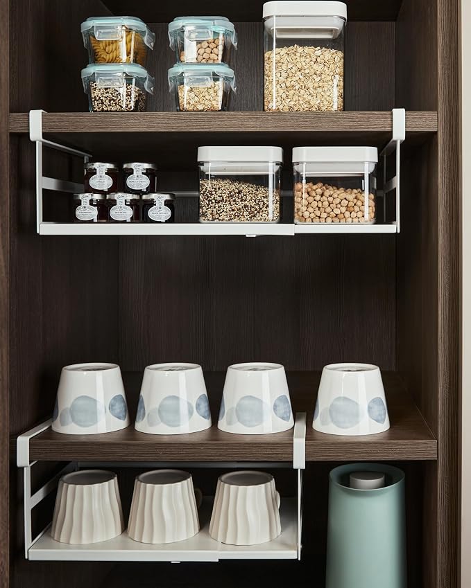 Under Shelf Storage Basket, 2-Pack Under Cabinet Shelf Organizer | Expandable Hanging Basket Holds 35 lbs Add-On Kitchen Pantry Cupboard Counter Laundry 10.04-16.81" W x 7.2" D x 5.12"H - Image 2
