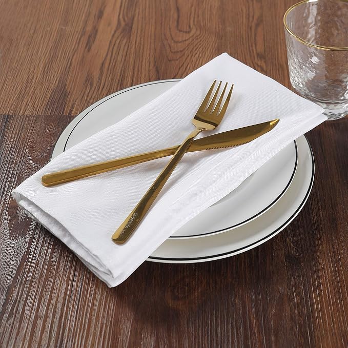 Cloth Napkins 20x20 inch Washable Polyester Dinner Napkins Soft Table Napkins for Wedding Party Dining Banquet(White,25PCS) - Image 6