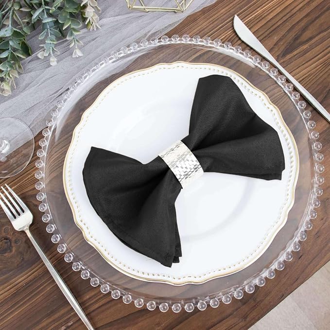 Efavormart Premium Cloth Napkins Set of 10, 17x17 Inch Black Violet Seamless Dinner Napkins, Washable Linen Table Napkin Cloth with Hemmed Edges for Weddings, Party and Banquet - Image 2