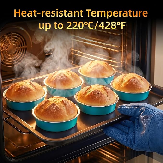Beasea Disposable Mini Pie Tins with Lids, 120 Pack 7.3oz Blue Green Aluminum Foil Ramekins Small Pie Tart Tin Pans Cake Baking Cups Round Individual Tart Cheesecake Containers for Party Wedding - Image 6