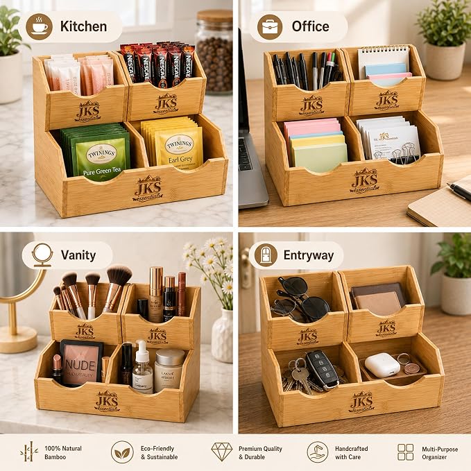 Bamboo Pantry Storage Bins|Stackable Potato and Onion Storage Bin|3Tier Bamboo Pantry Organizer with Slide Out Access|Fruit & Vegetable Storage Basket for Kitchen Countertop|Pantry & Cabinet Organizer - Image 5