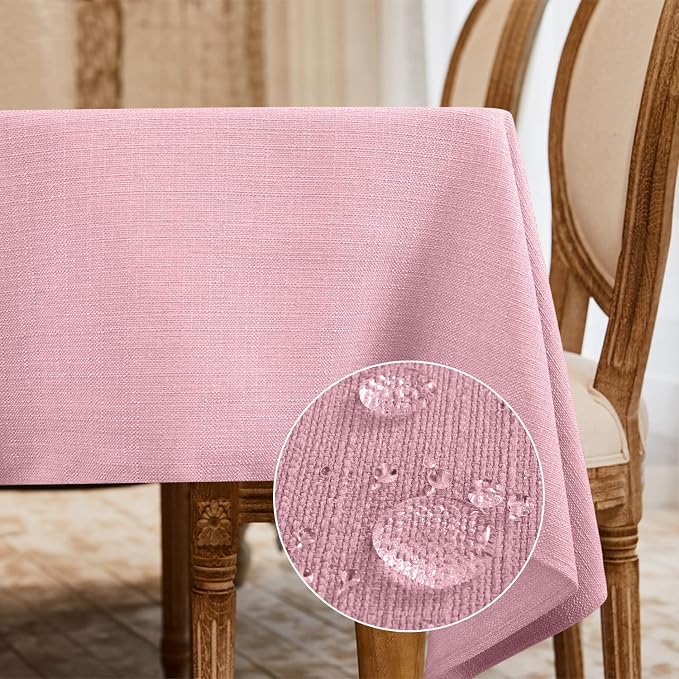 BALCONY & FALCON Rectangle Table Cloth Waterproof Light Pink 118"x57" | Rectangular Washable Wrinkle Resistant Table Cloth Linen Fabric Tablecloths for Dining Party Kitchen Wedding and Outdoor Use by BALCONYFALCON