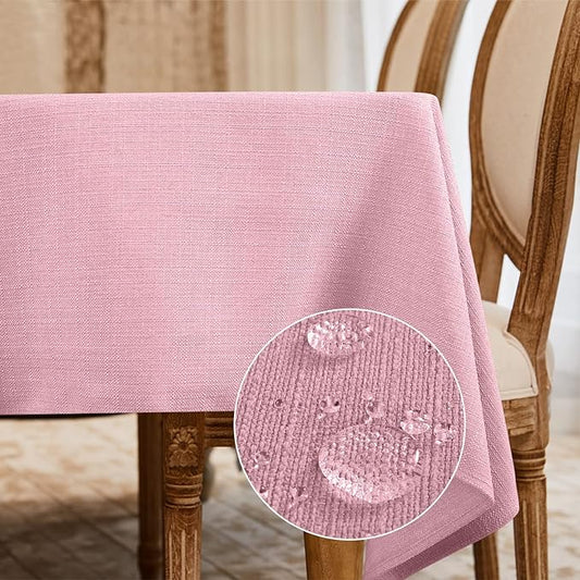 BALCONY & FALCON Rectangle Tablecloth Washable Wrinkle Resistant and Water Proof Table Cloth Decorative Linen Fabric Tablecloths for Dining Parties Kitchen Wedding and Outdoor Use (Light Pink, 57x85) | Rectangular Washable Wrinkle Resistant Table Cloth... by BALCONYFALCON