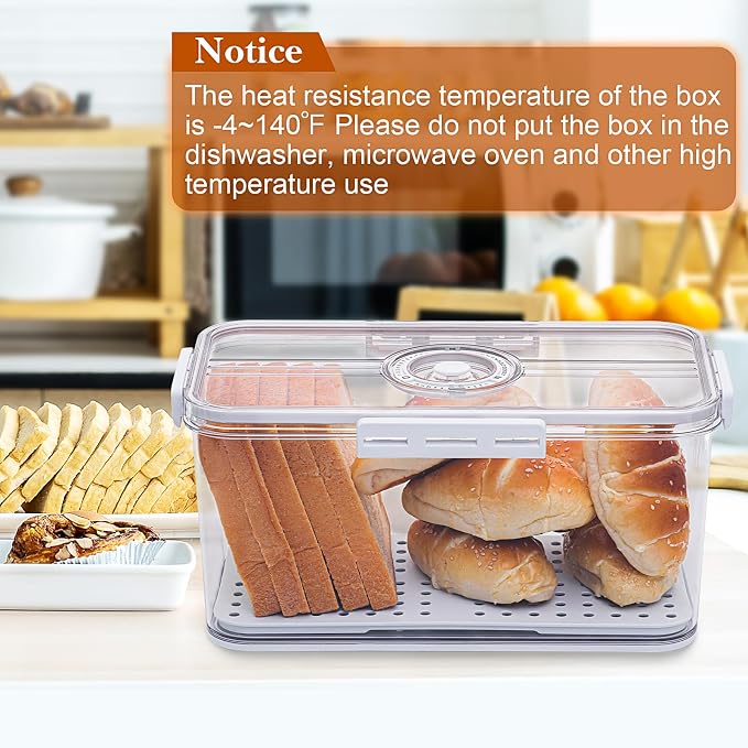 ANYPROLUS Bread Box for Homemade Bread Boxes for Kitchen Counter Airtight, Time Recording Bread Storage Container with Lid, Bread Containers Storage Airtight Loaf Bread Keeper, Large, White - Image 6